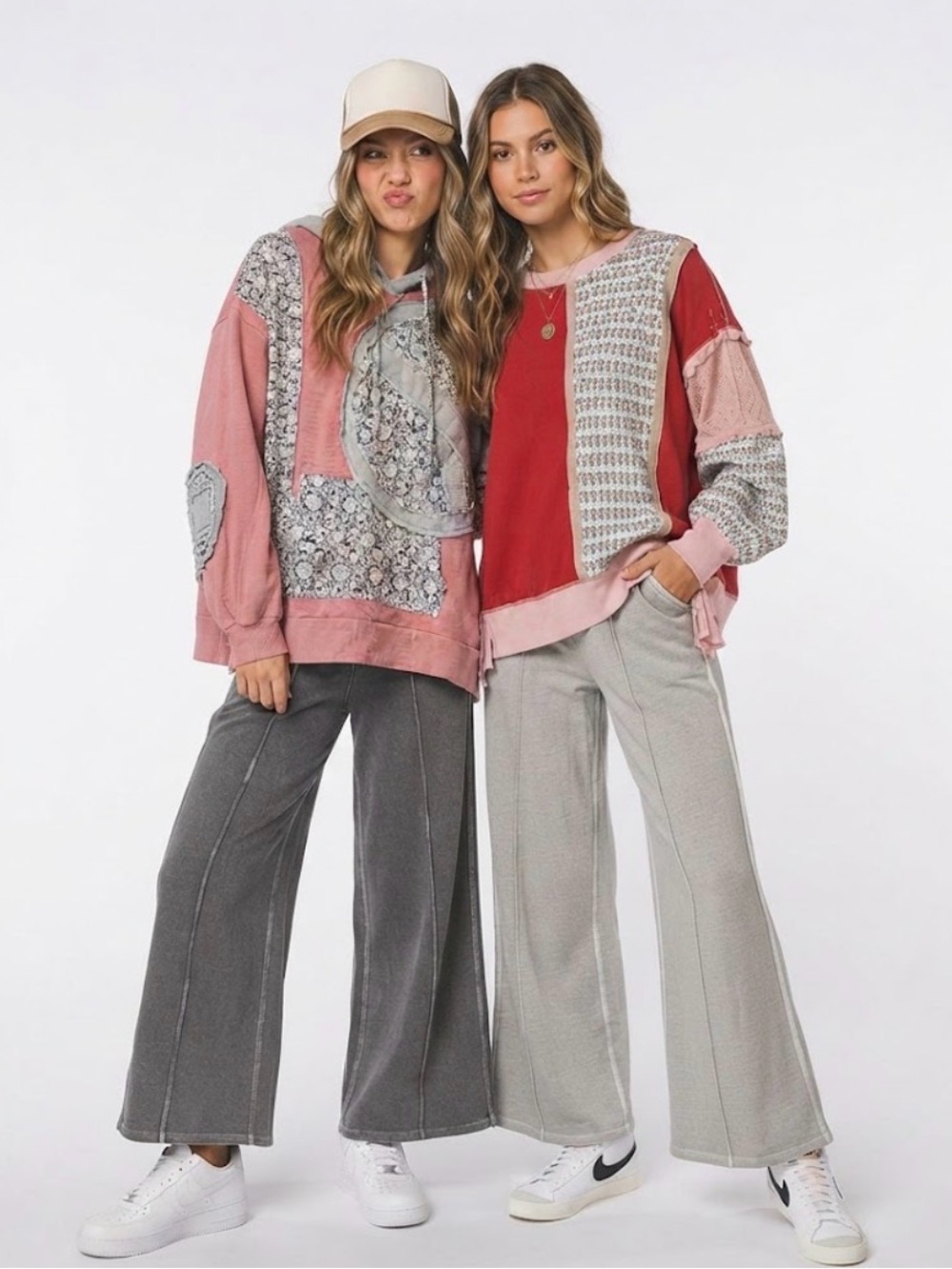 New ZENANA wide leg sweatpants in grey sleet or black small medium large